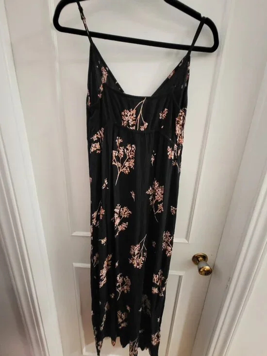 Billabong Sunbeams Floral Maxi Dress - Size Large - Black/Peach Bloom - Picture 7 of 8